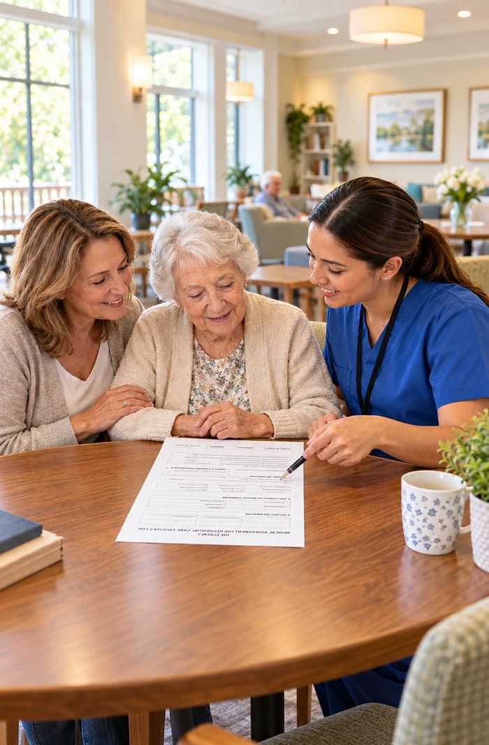 Golden Pathways advisor helping family with LIC 602A Physician Report form