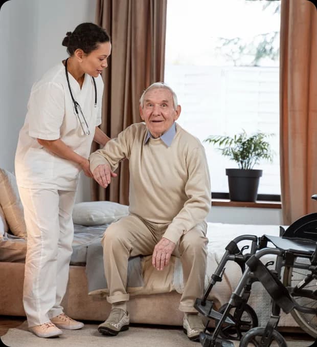 In-Home Care Rates in Southern California - Nurse assisting senior man near wheelchair